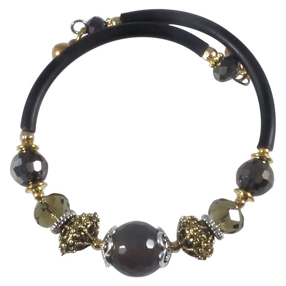 Memory Wire Wrap Bangle Bracelet Smokey Purple Handmade - Picture 4 of 6